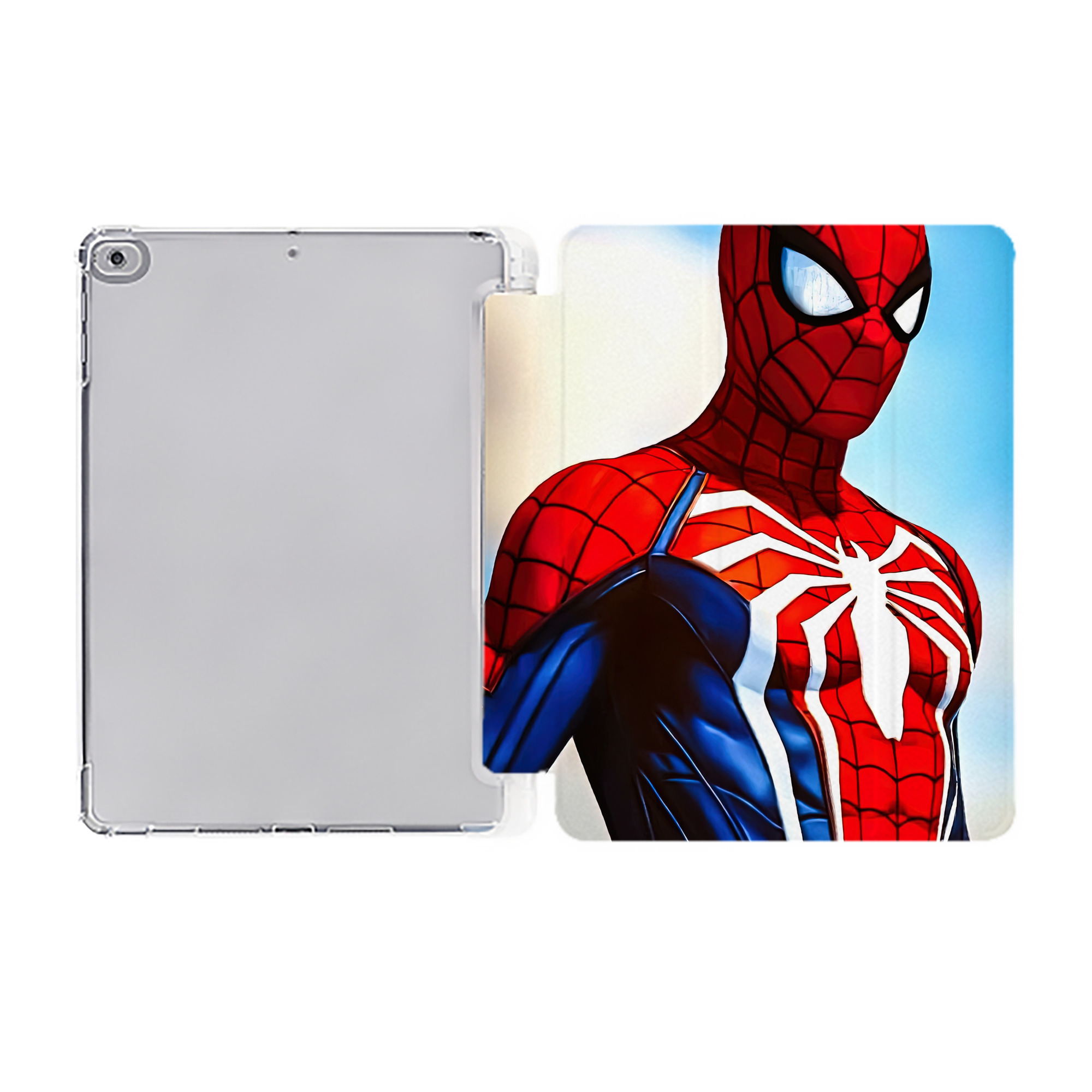 （画像用） Spider Man スパイダーマン IPad ケース ペン収納付き 三つ折りスタンド PUレザー×シリコン 対応機種9.5/10.5/10.9インチ